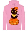 Женская толстовка (худи) halloween cat Розовый фото