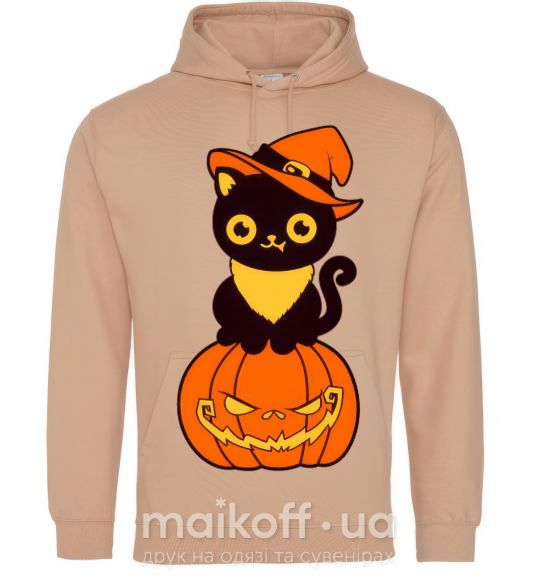 Жіноча толстовка (худі) halloween cat Пісочний фото