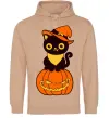 Женская толстовка (худи) halloween cat Песочный фото