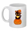 Чашка керамическая halloween cat Белый фото