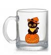 Чашка стеклянная halloween cat Прозрачный фото