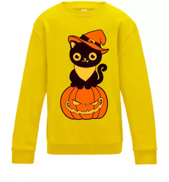 Дитячий світшот halloween cat Сонячно жовтий фото