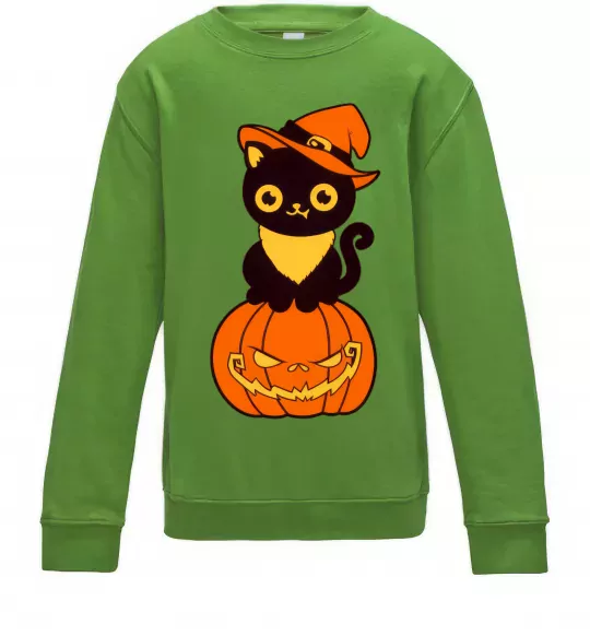Дитячий світшот halloween cat Лаймовий фото