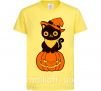 Дитяча футболка halloween cat Лимонний фото