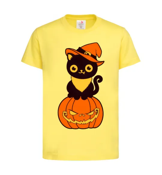 Дитяча футболка halloween cat Лимонний фото