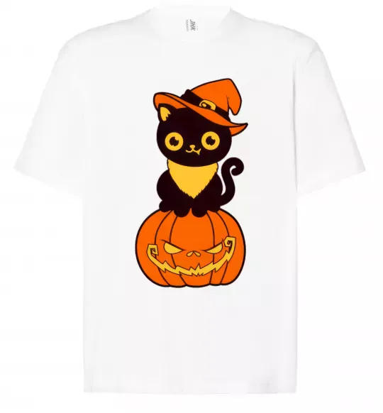 Футболка Оверсайз halloween cat Білий фото