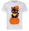 Мужская футболка halloween cat Белый фото