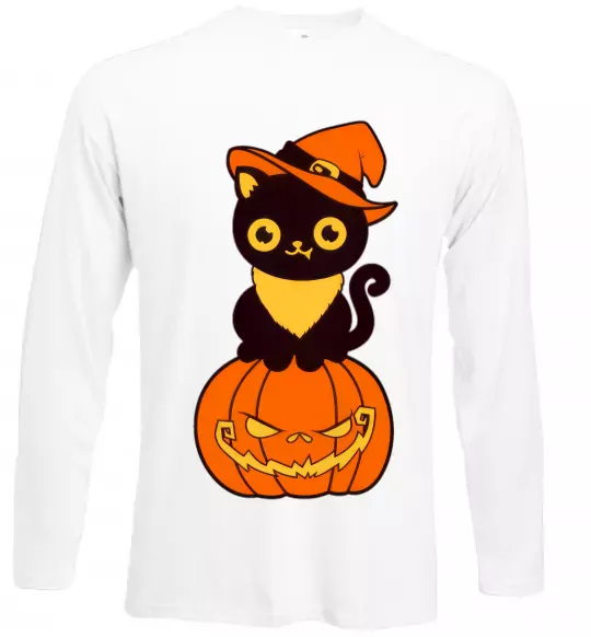 Лонгслів halloween cat Білий фото
