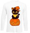 Лонгслів halloween cat Білий фото