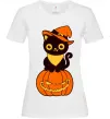 Женская футболка halloween cat Белый фото
