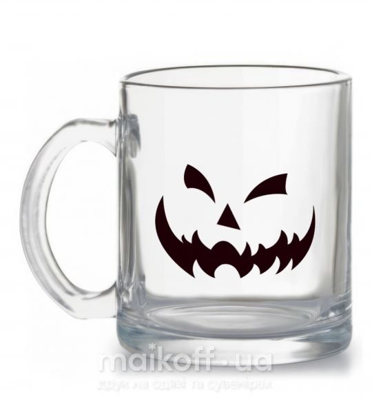 Чашка стеклянная halloween smile Прозрачный фото