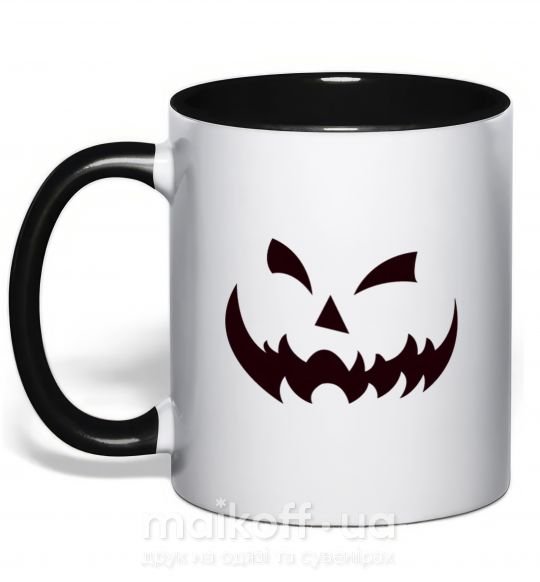 Чашка з кольоровою ручкою halloween smile Чорний фото