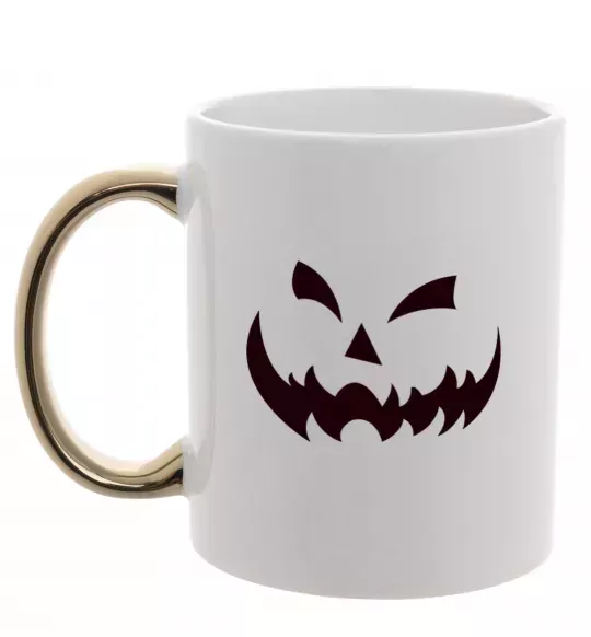 Чашка с цветной ручкой halloween smile Золото фото