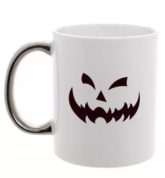 Чашка с цветной ручкой halloween smile Серебро фото