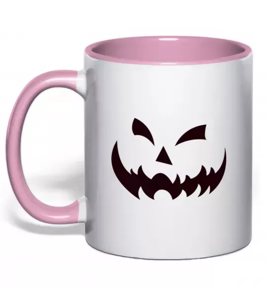 Чашка с цветной ручкой halloween smile Нежно розовый фото