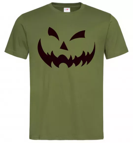 Чоловіча футболка halloween smile Оливковий фото