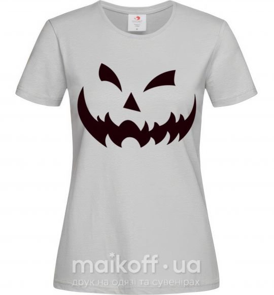 Жіноча футболка halloween smile Сірий фото