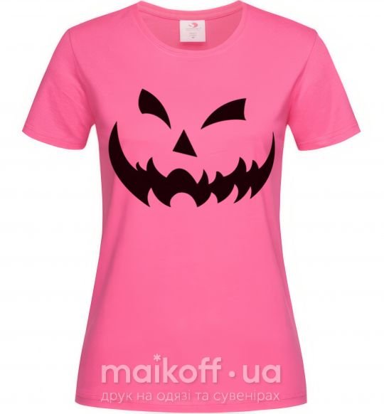 Женская футболка halloween smile Ярко-розовый фото