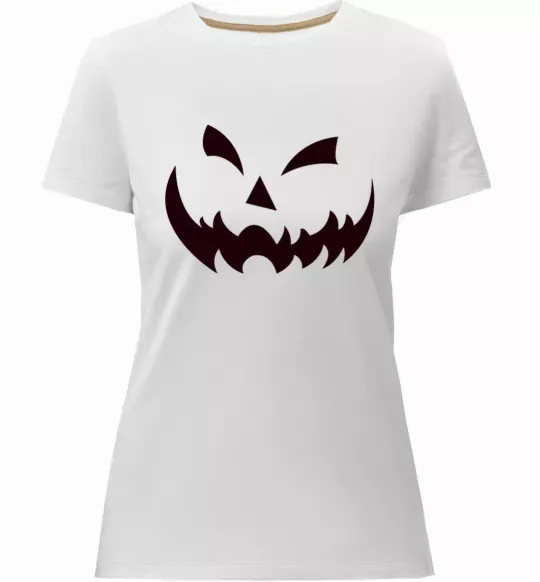 Жіноча преміум футболка halloween smile Білий фото