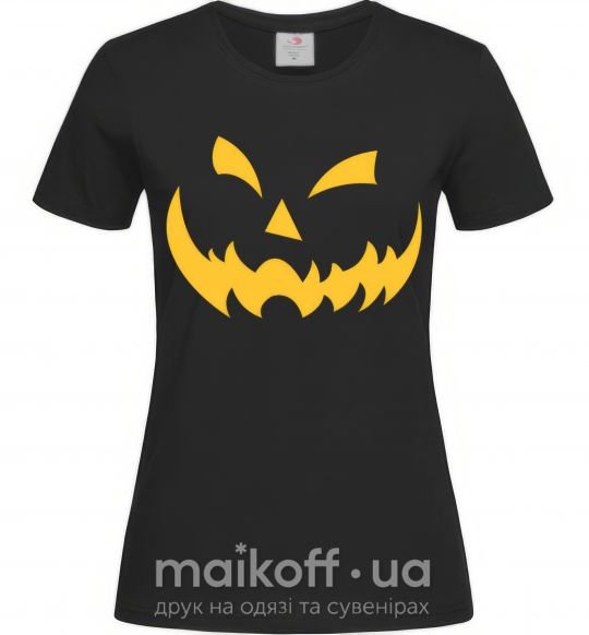 Жіноча футболка halloween smile Чорний фото