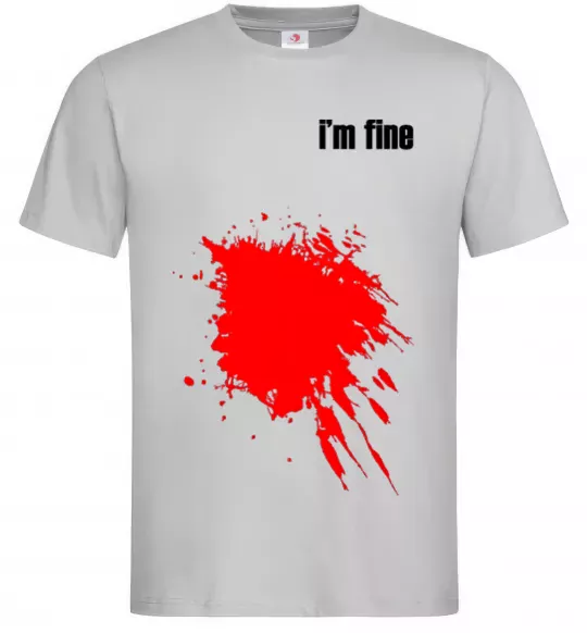 Мужская футболка i'm fine Серый фото
