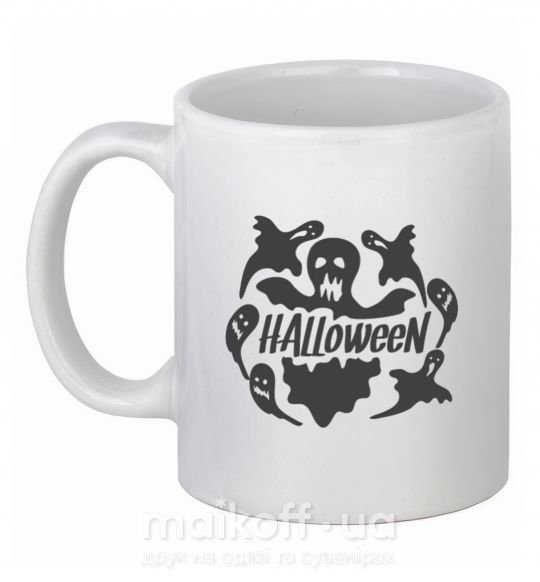 Чашка керамическая Halloween ghosts Белый фото