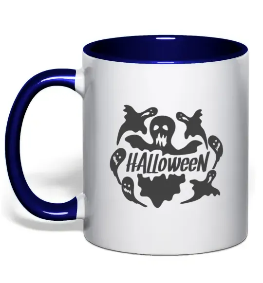 Чашка с цветной ручкой Halloween ghosts Глубокий темно-синий фото