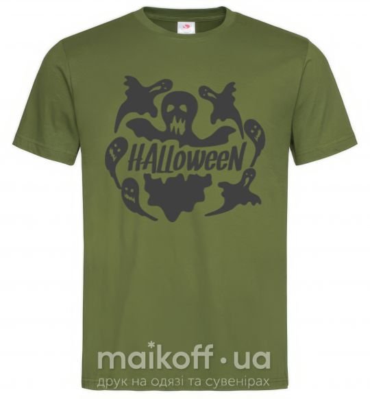Мужская футболка Halloween ghosts Оливковый фото
