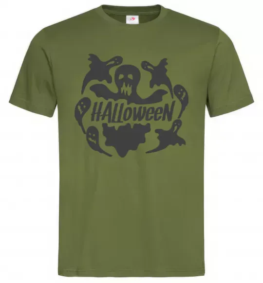 Чоловіча футболка Halloween ghosts Оливковий фото