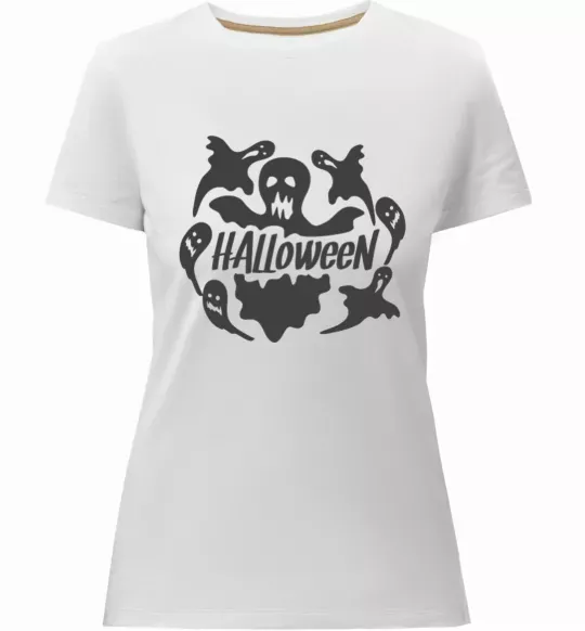 Жіноча преміум футболка Halloween ghosts Білий фото
