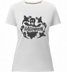 Жіноча преміум футболка Halloween ghosts
