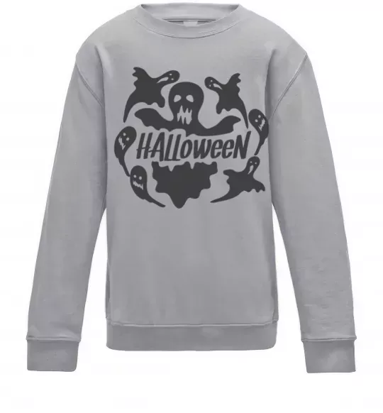 Дитячий світшот Halloween ghosts Сірий меланж фото