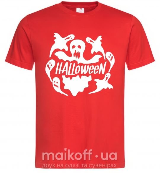 Мужская футболка Halloween ghosts Красный фото