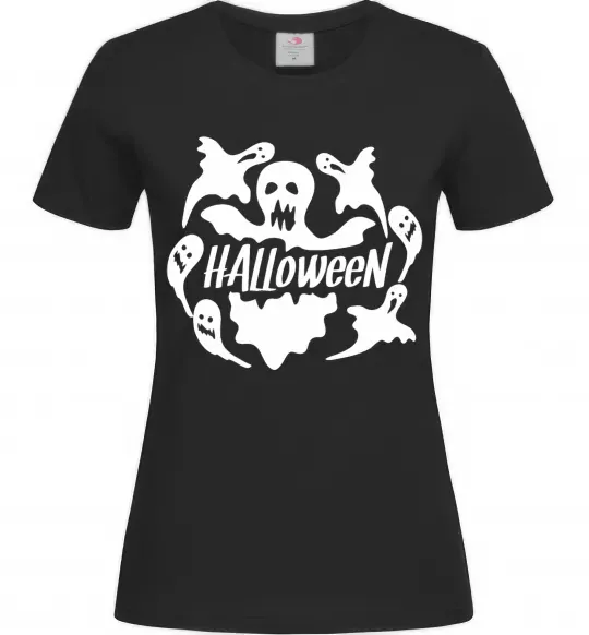 Женская футболка Halloween ghosts Черный фото