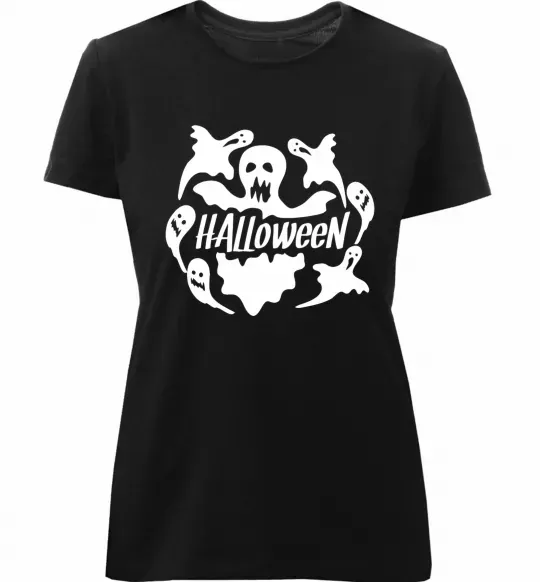Жіноча преміум футболка Halloween ghosts Чорний фото