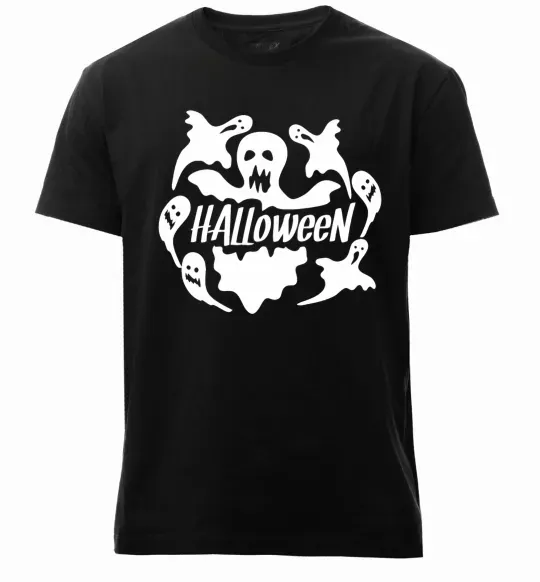 Мужская премиум футболка Halloween ghosts Черный фото