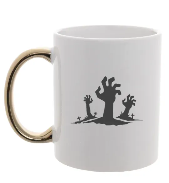 Чашка с цветной ручкой Horrible hands Золото фото