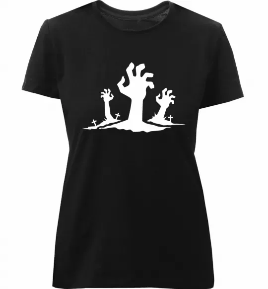 Женская премиум футболка Horrible hands Черный фото