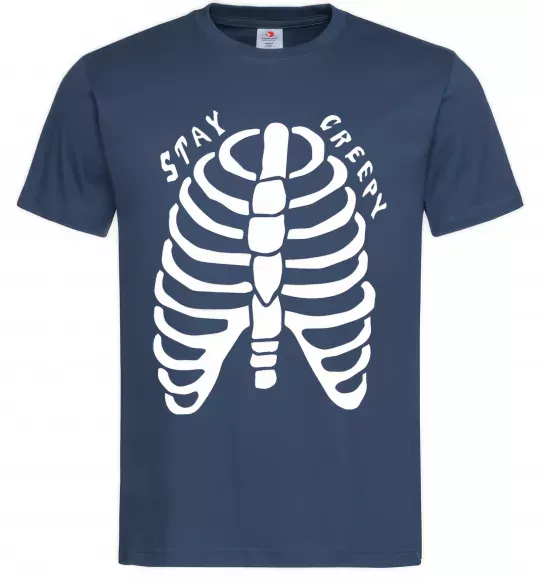 Мужская футболка stay creepy Темно-синий фото