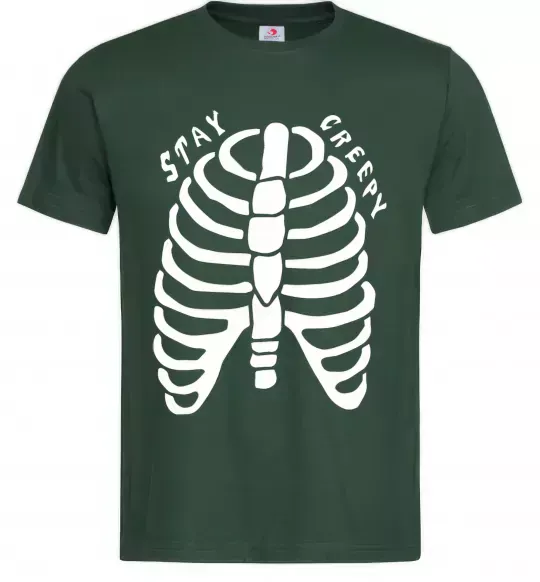 Мужская футболка stay creepy Темно-зеленый фото