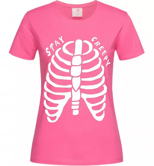 Женская футболка stay creepy Ярко-розовый фото