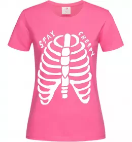 Женская футболка stay creepy Ярко-розовый фото