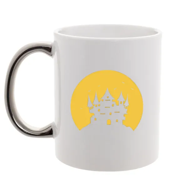 Чашка з кольоровою ручкою Луна Срібло фото