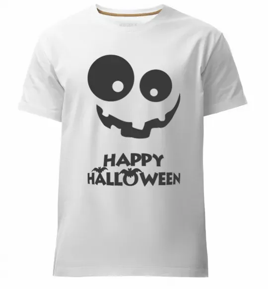 Мужская премиум футболка happy halloween smile Белый фото