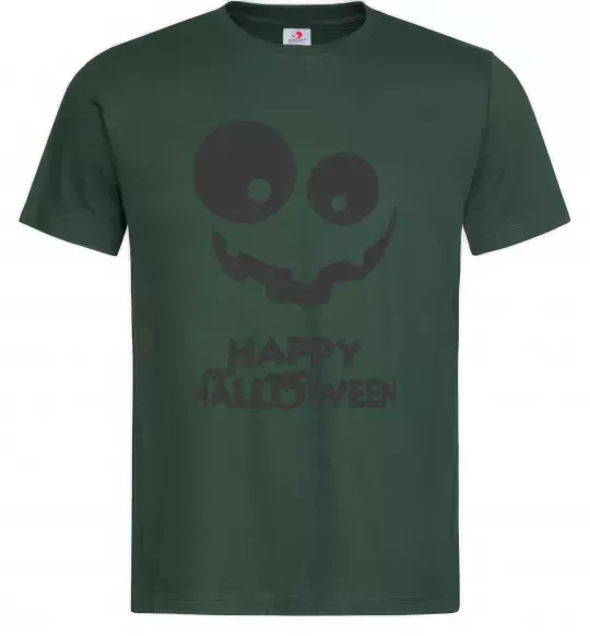 Мужская футболка happy halloween smile Темно-зеленый фото