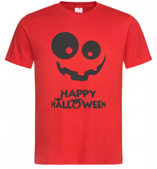 Мужская футболка happy halloween smile Красный фото