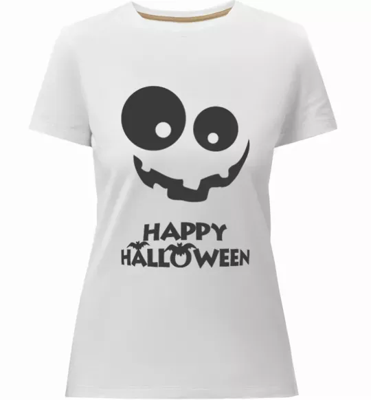Женская премиум футболка happy halloween smile Белый фото