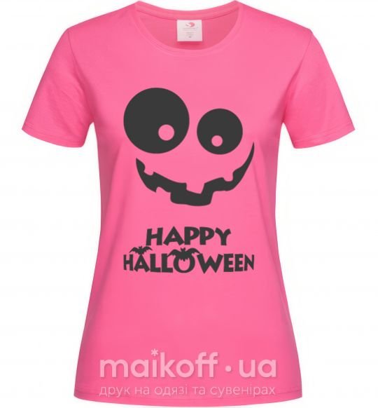 Жіноча футболка happy halloween smile Яскраво-рожевий фото