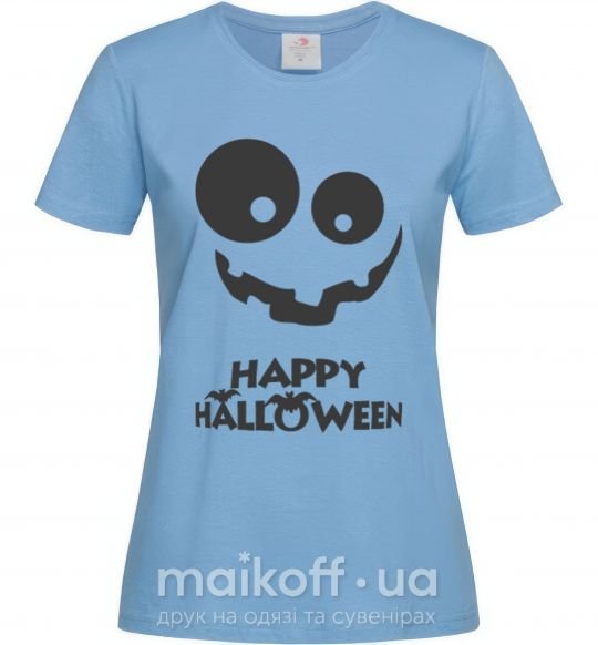 Женская футболка happy halloween smile Голубой фото