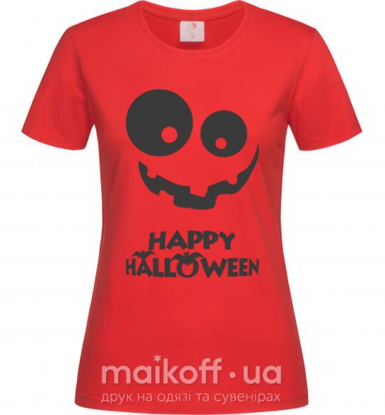 Жіноча футболка happy halloween smile Червоний фото